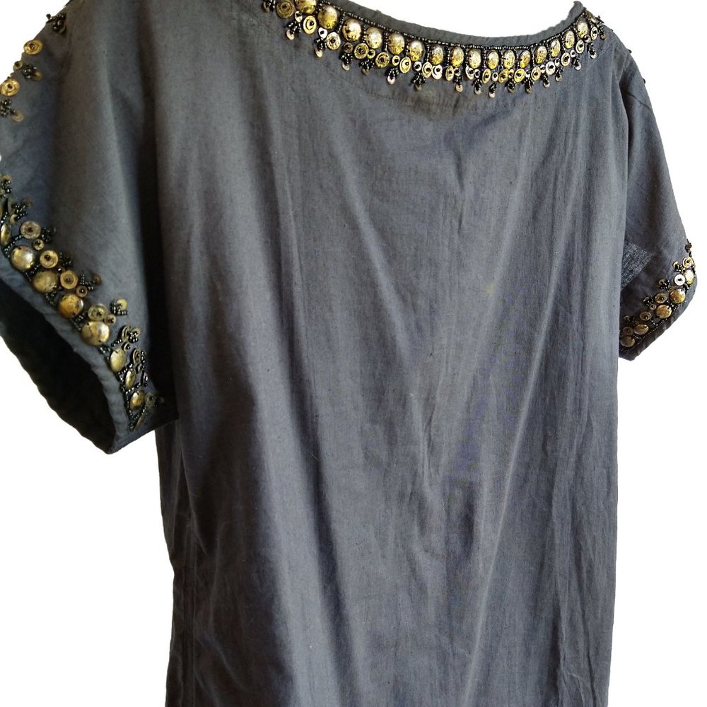 Soft Surroundings Beaded Cotton/Linen Shift Dress - 1X - Picture 4 of 10